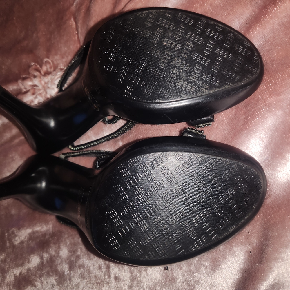 Comtesa rhinestones Elegant Black Mules with Moderate Heel 6M - Picture 5 of 12